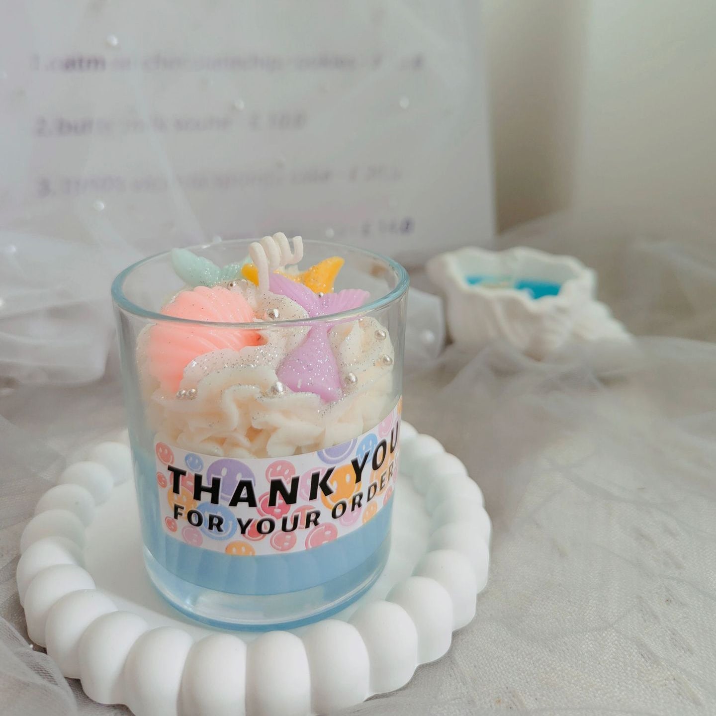 Peaches and Cream Celebration dessert candle