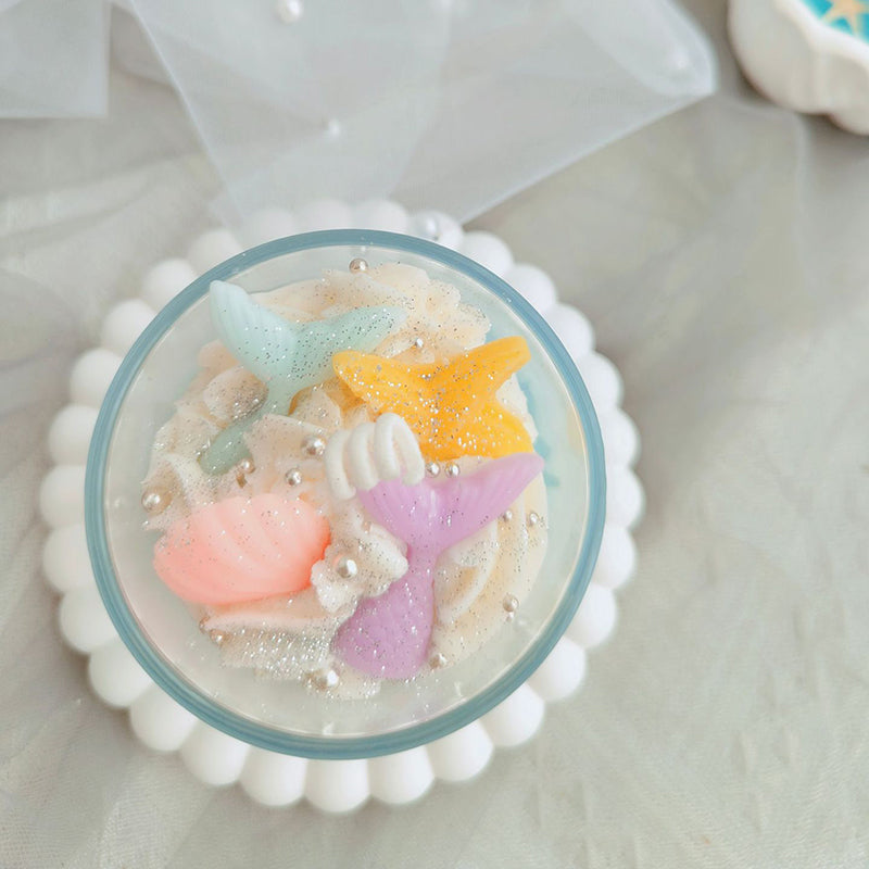Peaches and Cream Celebration dessert candle detail