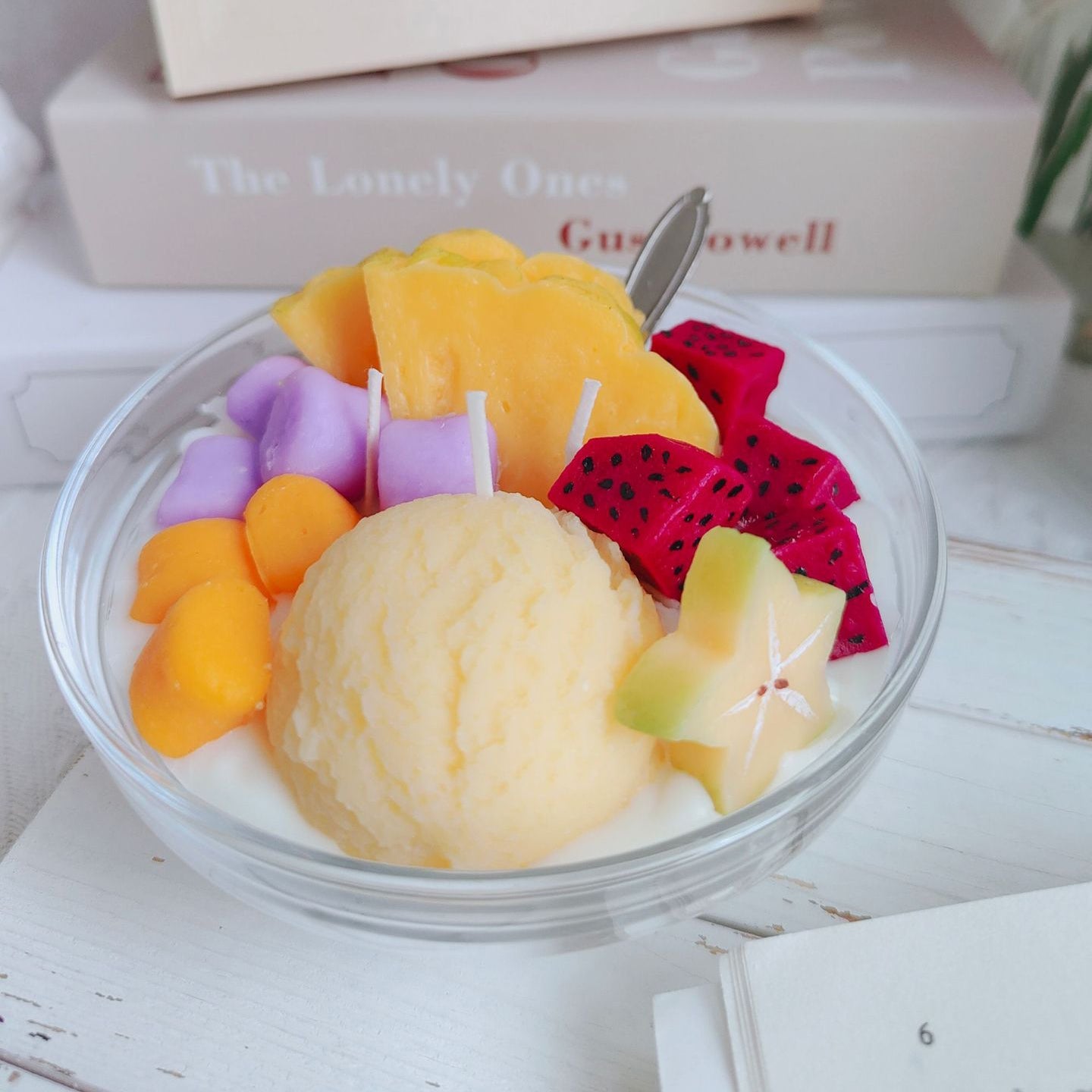 Golden Sunset Melon Bowl fruit candle