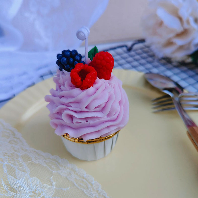 Lavender Berry Cupcake dessert candle