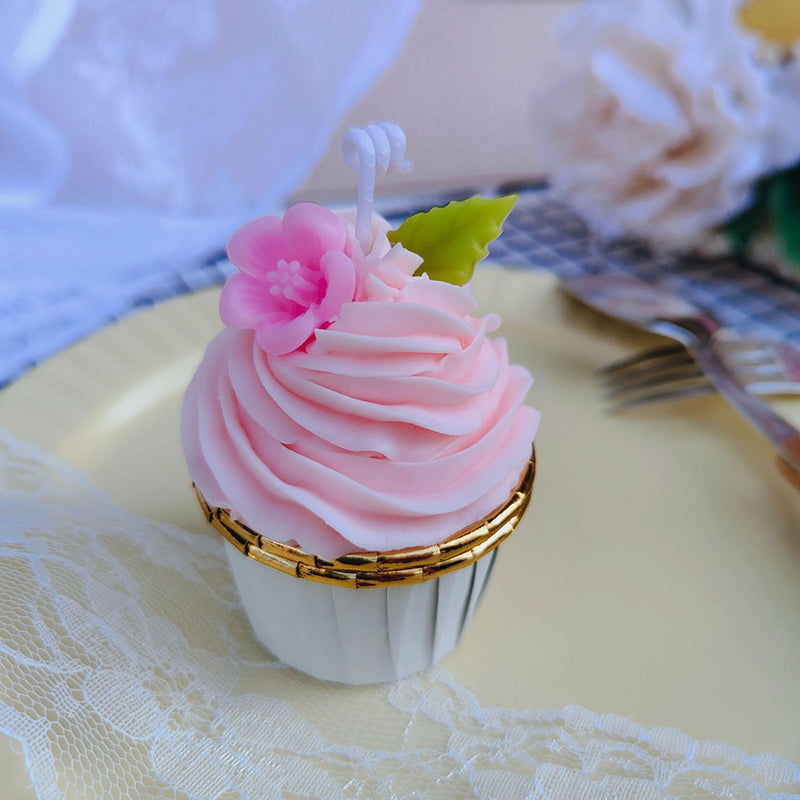 Rose Petal Cupcake dessert candle