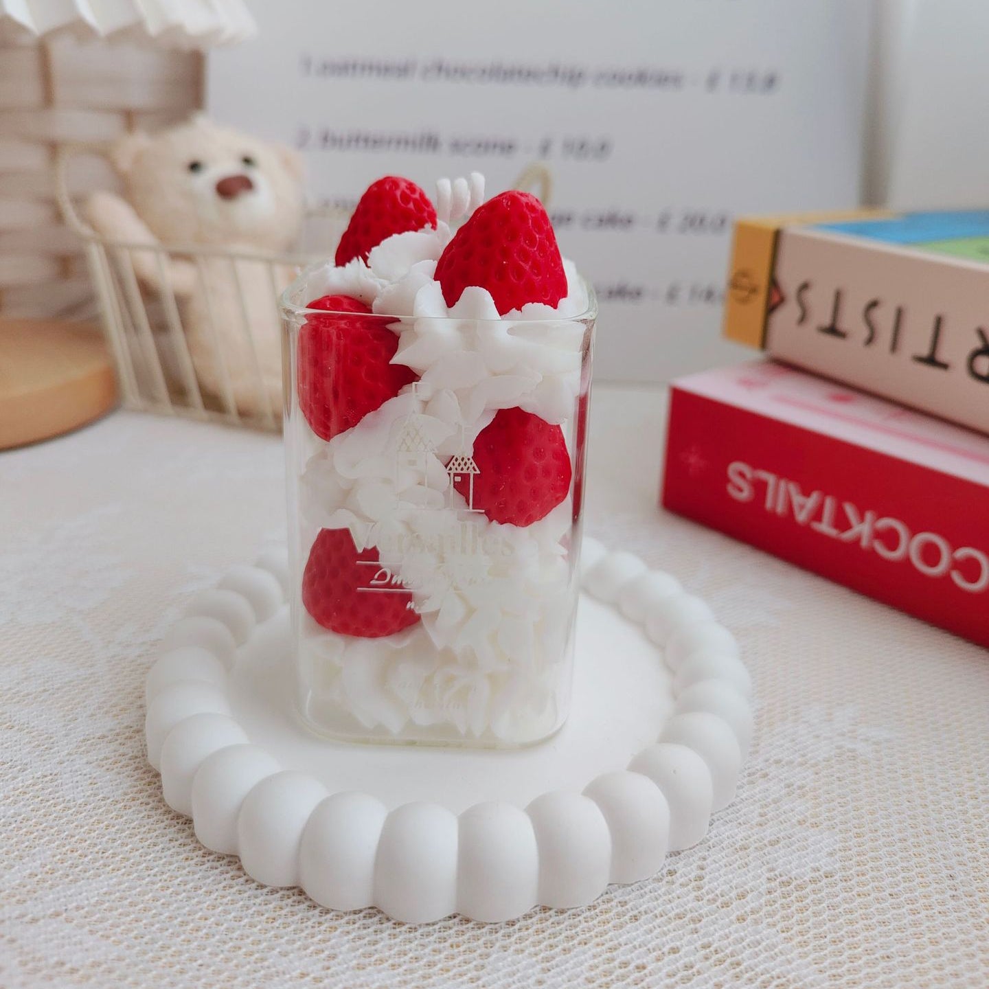 Strawberry Cloud Parfait dessert candle