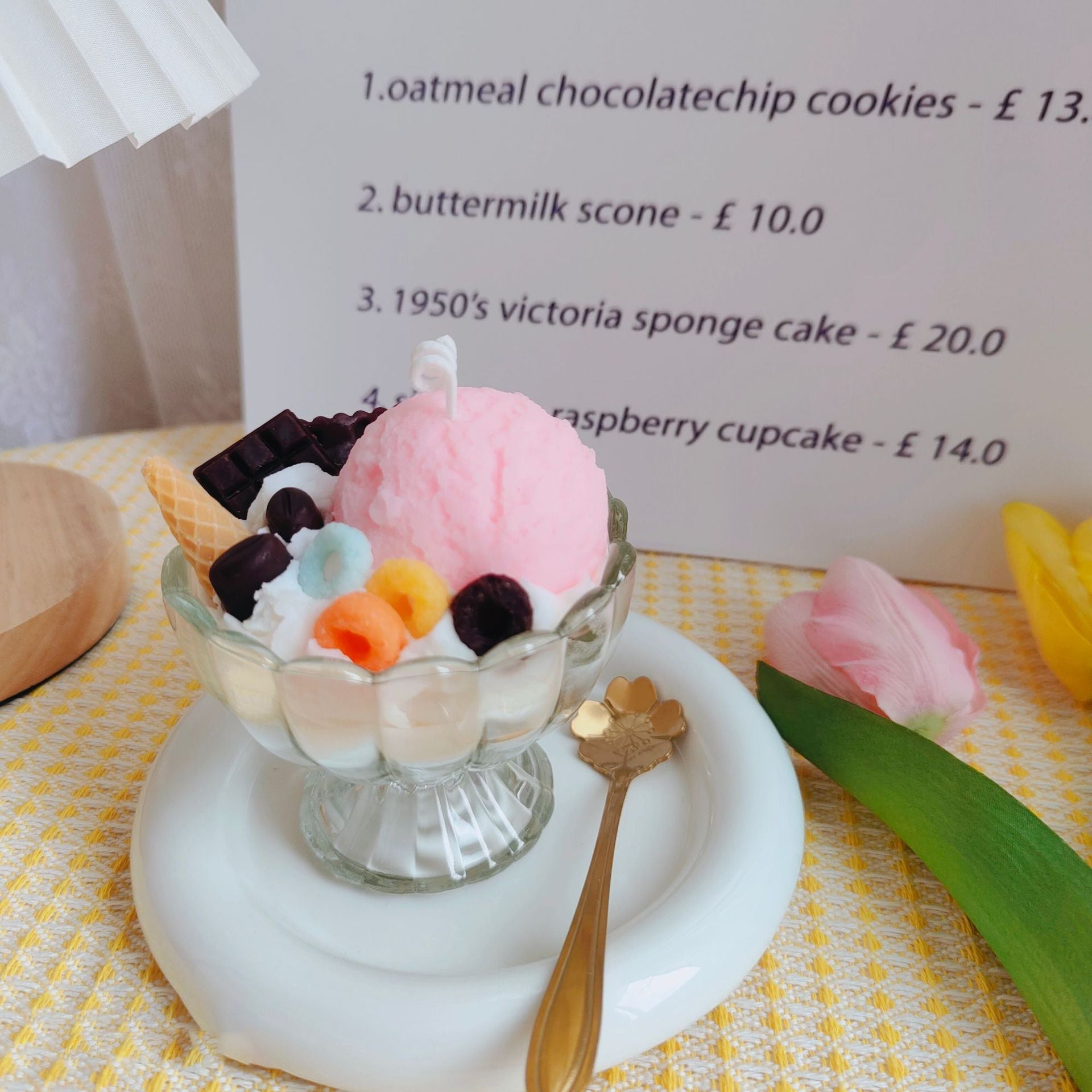 Neapolitan Dream Sundae dessert candle