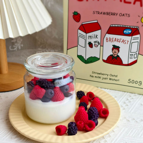 Berry Cheesecake Trifle dessert candle side view