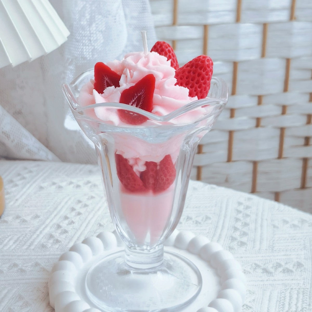 Strawberry Velvet Parfait dessert candle