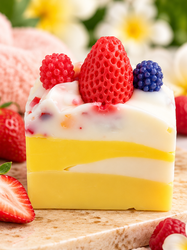 Yellow Cake with Strawberry Soap